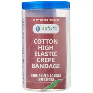 safent SAFE0059-SET-2 Cotton High Elastic Bandage - 4 Inch - (10Cm*4.5M) (Set of 2) (Beige)