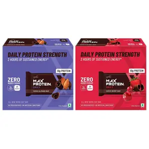 Ritebite Max Protein Combo Bars Daily Choco Almond Bars 300g - Pack of 6 & Daily Choco Berry Bars 300g Pack of 6(10g Protein- Sugarfree)