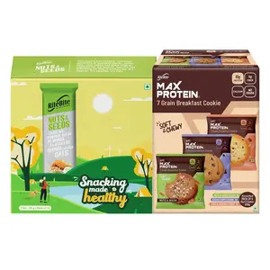RiteBite Nuts & Seeds Bar 420g - Pack of 12 & RiteBite Max Protein Cookies - Assorted 330g - Pack of 6(Combo)