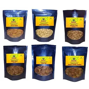 SSKE Cashew/Almond/ Roasted & Salted Pistachio Kernel Inshell/Walnut Without Shell/Apricot/Anjeer 1.5 kg