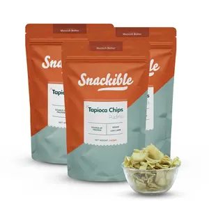 Snackible Pudina Tapioca Chips (Pack of 3) - 3x180gm | Vaccum Fried | Easy to Digest | Vegan | Cholestrol Free