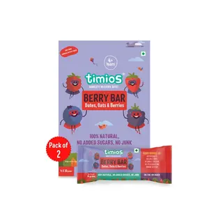 Timios Berry Bar Healthy Snack Natural Energy Food Product Ready to Eat for Toddlers - 4+ Years (Pack of 8)