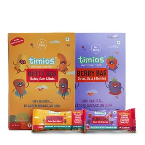 Timios Mix Energy Bars | Berry Bar and Nutty Bar | Pack of 8