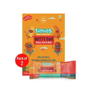 Timios Nutty Bar | Healthy Snack for Kids | Natural Energy Food Product for Toddlers | Nutritious and Ready to Eat | Children 4+ Years | Pack of 8
