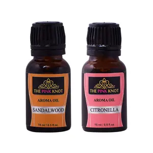 The Pink Knot Sandalwood & Citronella set of two aromatic fragrant diffuser oil (15ml each)