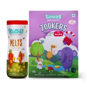 Timios Carrot & Cumin Melts - Apple & Blueberry Bits Zookers | Combo Pack of 2