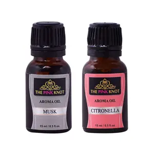 The Pink Knot Musk & Citronella set of two aromatic fragrant diffuser oil (15ml each)