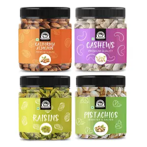 WONDERLAND FOODS (DEVICE) Premium Dry Fruits Combo Pack 800 grams in PET Jars (Almonds+Cashews+Pistachios+Raisins(200g each))