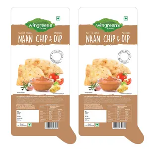 Wingreens Farms Butter Garlic Naan Chips + Makhani Dip (Pack of 2)