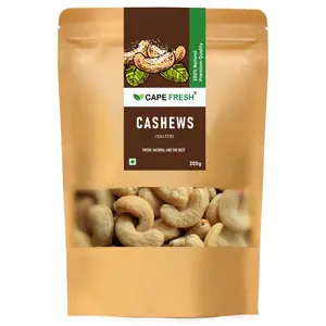 Cape Fresh Salted cashews 200g | Roasted and Salted Crispy Whole Cashews | salted cashews
