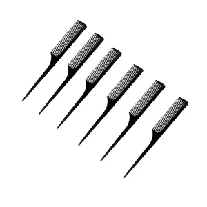 Fllik Set of 6 Tail Combs for Hair Styling for all Hair Type in Black Color Heat Resistance (Tail Combs Set of 6)