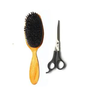 Foreign Holics Soft Nylon Bristle Beard Brush With Handle And Hair Cutting Scissor