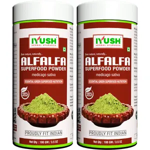 IYUSH Herbal Ayurveda Alfalfa Superfood Powder (pack of 2) - 100gm each