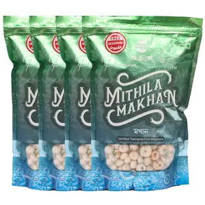 Healthy Toxicants Free Makhana (Premium Makhana by Mithila Naturals) - Jumbo Size (200g*4)