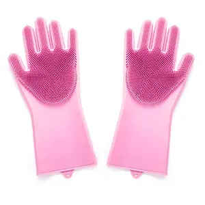 Movik Hand Sponge Gloves Dishwashing Gloves Silicone Reusable Gloves For Kitchen Clean Bathroom Car Washing Multipurpose Use (Washing gloves)