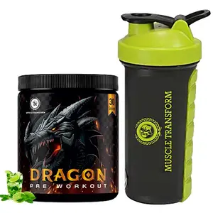 DRAGON Hardcore Pre-Workout Supplement with Creatine Monohydrate; Arginine AAKG; Beta-Alanine Energy Drink for men's and Women's- 30 Servings MOGITO FLAVOUR WITH FREE SHAKER (MOJITO)