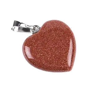 PINKCITY CREATION-Heart Shape Red Sun Gemstone Stone Charms Healing Stone Beads Love Pendants for Valentine's Day Necklace Jewelry Making & Gift Item