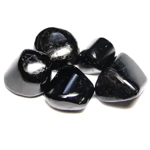 Nature's Crest Black Tourmaline Tumbled Pebble Stones Tumble Natural Gemstones Crystal for Healing Reiki Aquarium Fillers Garden Decoration (5 Pc Pack)