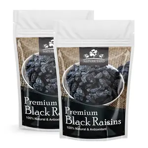 NATURE YARD Black Raisins Seedless / kali kismis / kishmish dry fruit - 2Kg - Premium Afghani Seedless Dry Black Grapes (1Kg*2))