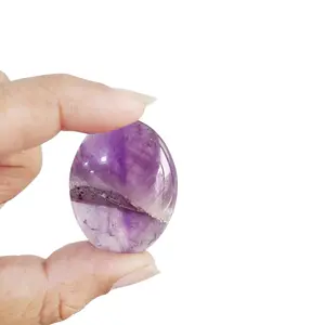Shubhanjali Amethyst Palm Pocket Stone Oval Shape Loose Gemstone Semi-precious Stones Cabochons (Purple)