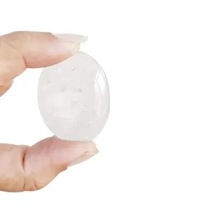 Shubhanjali Clear Quartz Palm Pocket Stone Oval Shape Loose Gemstone Semi-precious Stones Cabochons (Clear)
