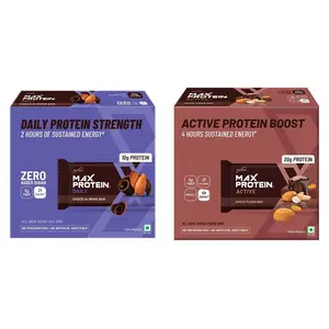 Ritebite Max Protein Daily Choco Almond Bars 300g - Pack of 6 (50g x 6) & RiteBite Max Protein Active Choco Fudge Bars 450g - Pack of 6 (75g x 6)