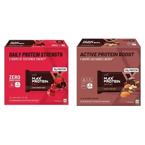 Ritebite Max Protein Daily Choco Berry Bars 3 & Active Choco Fudge Bars 450g - Pack of 6 (75g x 6)