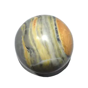 Pyramid Tatva Sphere - Serpentine with Soapstone Ball Size - (63 mm - 76 mm) 2.5-3 Inch Natural Chakra Balancing Crystal Healing Stone