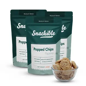 Snackible Paprika Popped Chips (Pack of 3) - 3x100gm | Puffed | Low Sugar | Vegan | High Fibre