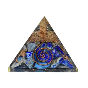 Pyramid Tatva Orgonite Pyramid - Lapis Lazuli Orgonite Size - 2-2.5 inch Natural Chakra Balancing Healing Crystal Stone