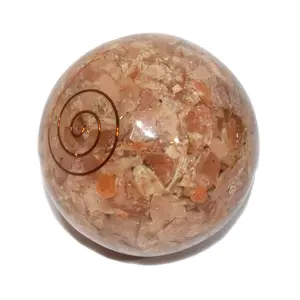 Pyramid Tatva Orgonite Sphere - Sunstone Ball Size - (50 mm - 63 mm) 2-2.5 Inch Natural Chakra Balancing Crystal Healing Stone