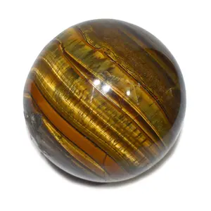Pyramid Tatva Sphere - Tiger Eye Ball Size - (63 mm - 76 mm) 2.5-3 Inch Natural Chakra Balancing Crystal Healing Stone