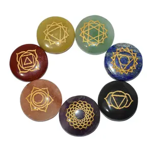 Pyramid Tatva Disk - Seven Chakra Disk Natural Healing Chakra Balancing Crystal Stone