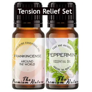 The Premium Nature Frankincense Essential Oil & Peppermint Oil - Tension Relief Set for Headache & Nausea Relief - 100% Pure Therapeutic Grade Essential Oils Set - 2x10ml