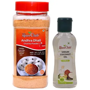The Spice Club Andhra Dhall Chutney Powder (Hot) - 250g + Virgin Coconut Oil (Edible) - 100ml