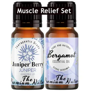 The Premium Nature Juniper Berry Oil & Bergamot Oil - Muscle Relief Set for Swelling & Pain Relief - 100% Pure Therapeutic Grade Essential Oils Set - 2x10ml