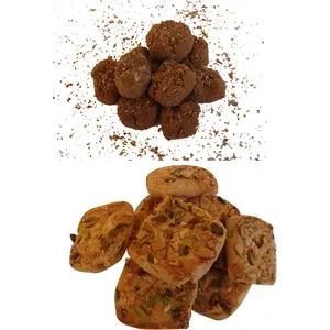 T.T Traditionally Handmade Biscuit Cookie Amazon Pantry Milk Khatai and Kaju Pista Tray Pack (Combo) Pack of 2