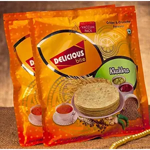 Delicious Bite Khakhra (Bajri Methi 2 + Chat Chaska 2) - 4 Packs of 200gm Each