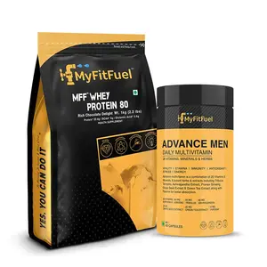 MyFitFuel Bundle - [MFF Whey Protein 80 (1 Kg) Rich Chocolate Delight] + [Men Multivitamin (60)]