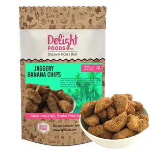 Delight Foods Kerala Special Jaggery Banana Chips 400G - Indian Snack