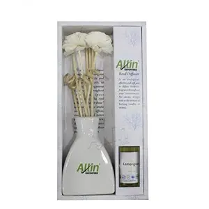 Allin Exporters Combo of Reed Diffuser Aroma Lemongrass Oil with Ceramic Pot 60ml