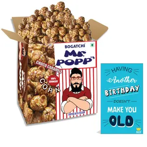 BOGATCHI Mr.POPP's Dark Chocolate Popcorn|NO Microwave Needed|Movie/TV Time SnackBirthday Gift for Wife 375g + Free Happy Birthday Card