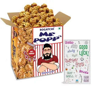 BOGATCHI Mr.POPP's Crunchy Caramel Popcorn Handcrafted Gourmet Popcorn Best Exam Time Gift 375g + Free Exam Time Greeting Card