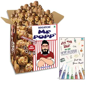 BOGATCHI Mr.POPP's Dark Chocolate Popcorn Handcrafted Gourmet Popcorn Party Snacks 100% Crunchy Delicious Fully Popped Corns Perfect Exam Time Gift  250g + Free Exam Time Greeting Card