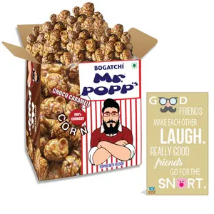BOGATCHI Mr.POPP's Dark Chocolate Popcorn 100% Crunchy Mushroom Popped Kernels Handcrafted Gourmet Popcorn Perfect Birthday Gift for Boy 250g + Free Happy Birthday Greeting Card