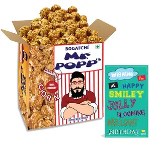 BOGATCHI Mr.POPP's Crunchy Caramel Popcorn Handcrafted Gourmet Popcorn Best Birthday Gift for Boyfriend  375g + Free Happy Birthday Greeting Card