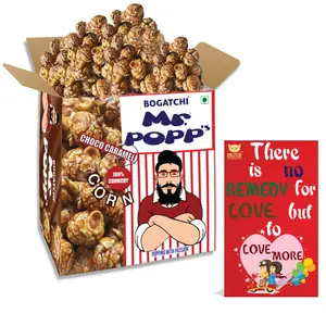 BOGATCHI Mr.POPP's Dark Chocolate Popcorn 100% Crunchy Mushroom Popped Kernels Handcrafted Gourmet Popcorn Perfect Anniversary Gift 375g + Free Happy Anniversary Greeting Card