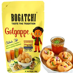 BOGATCHI Ready to Fry Panipuri with 4 Waters Masala and Red & Green Chutneys | Pani Puri Pappad | Multi grain Golgappe Packet ReadyMade |Home Made Fiber Rich Golgappa Complete Combo- Party Pack 200g