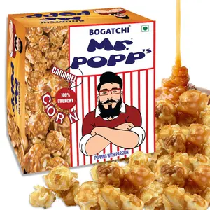 BOGATCHI Mr.POPP's Caramel Popcorn 100% Crunchy Mushroom Popped Kernels Handcrafted Gourmet Popcorn 375g
