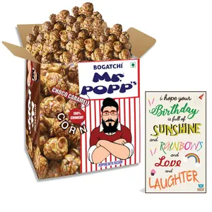 BOGATCHI Mr.POPP's Chocolate Crunchy Caramel Popcorn Handcrafted Gourmet Popcorn Best Birthday Gift for Husband  375g + Free Happy Birthday Greeting Card